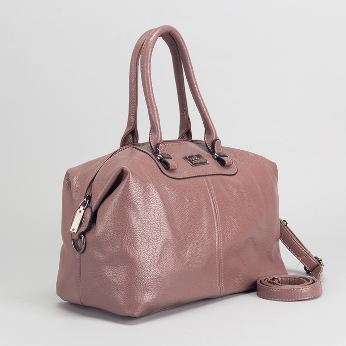 Сумка женская, отдел с перегородкой на молнии, наружный карман, длинный ремень, цвет пудровый