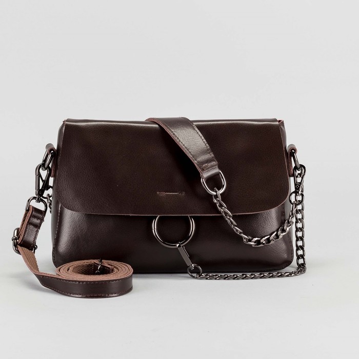 Сумка женская, отдел с перегородкой на молнии, наружный карман, длинный ремень, цвет кофе