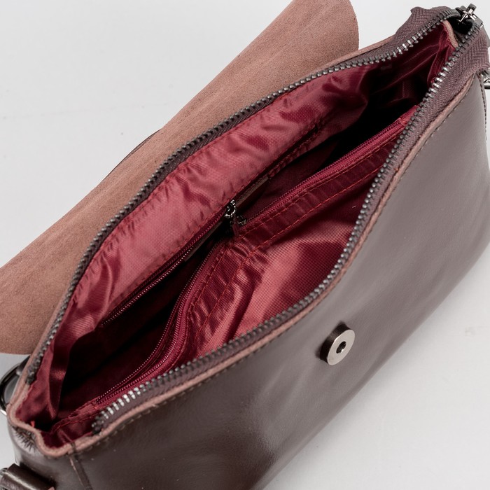 Сумка женская, отдел с перегородкой на молнии, наружный карман, длинный ремень, цвет кофе