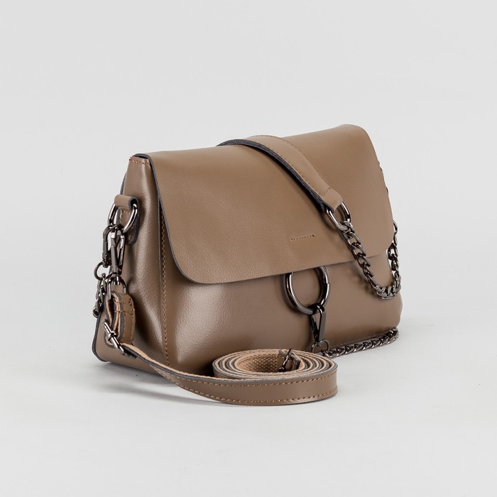 Сумка женская, отдел с перегородкой на молнии, наружный карман, длинный ремень, цвет хаки