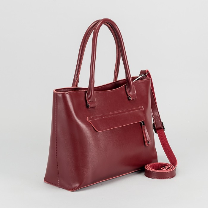 Сумка женская, отдел с перегородкой, 2 наружных кармана, длинный ремень, цвет бордовый