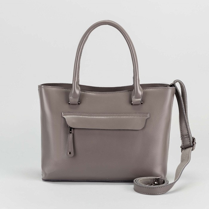 Сумка женская, отдел с перегородкой, 2 наружных кармана, длинный ремень, цвет серый