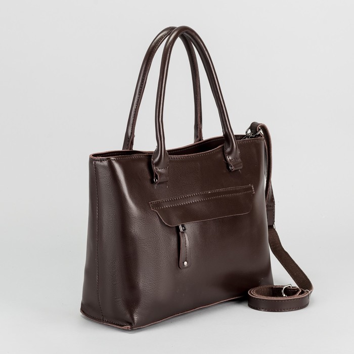 Сумка женская, отдел с перегородкой, 2 наружных кармана, длинный ремень, цвет кофе