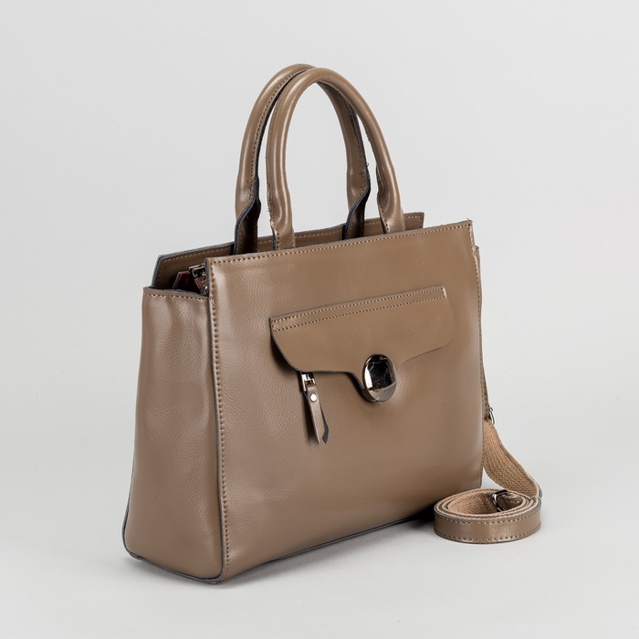 Сумка женская, отдел с перегородкой, 2 наружных кармана, длинный ремень, цвет хаки