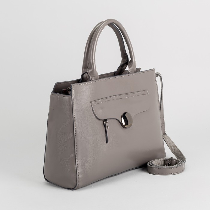 Сумка женская, отдел с перегородкой, 2 наружных кармана, длинный ремень, цвет серый