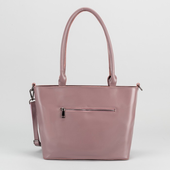 Сумка женская, отдел с перегородкой, 2 наружных кармана, длинный ремень, цвет пудровый
