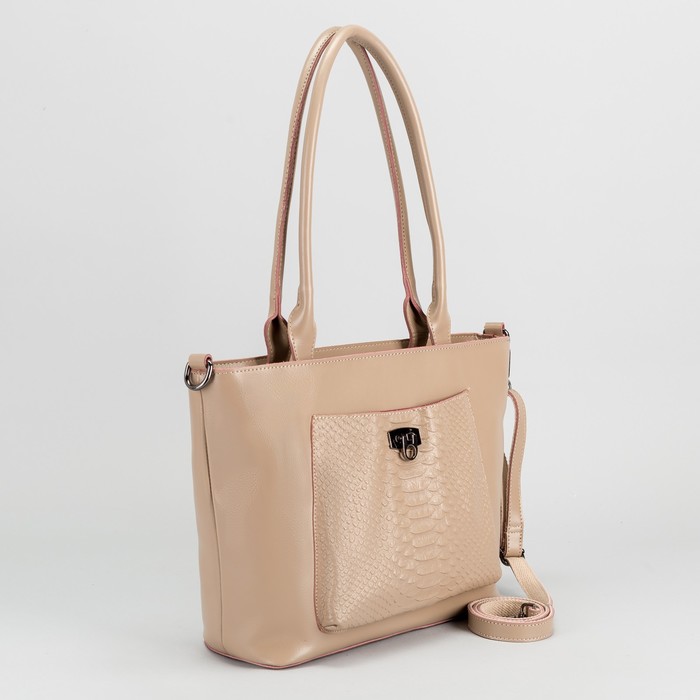 Сумка женская, отдел с перегородкой, 2 наружных кармана, длинный ремень, цвет хаки