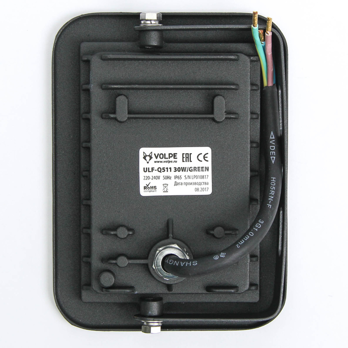 Прожектор светодиодный Volpe ULF-Q511, 30 Вт, 220 В, IP65, зеленый свет