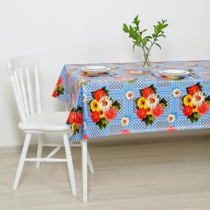 Клеенка столовая на тканевой основе «Цветы на плетёнке», 1,28×25 м