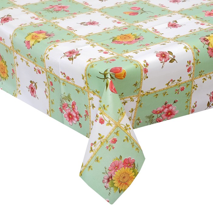 Клеенка столовая на нетканой основе, ширина 128±2 см "Фьюжн", рулон 25 м, цвет зеленый