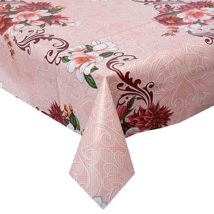 Клеенка столовая на нетканой основе, ширина 130±5 см "Декомир. Магнолия", рулон 20 м, цвет р   29201