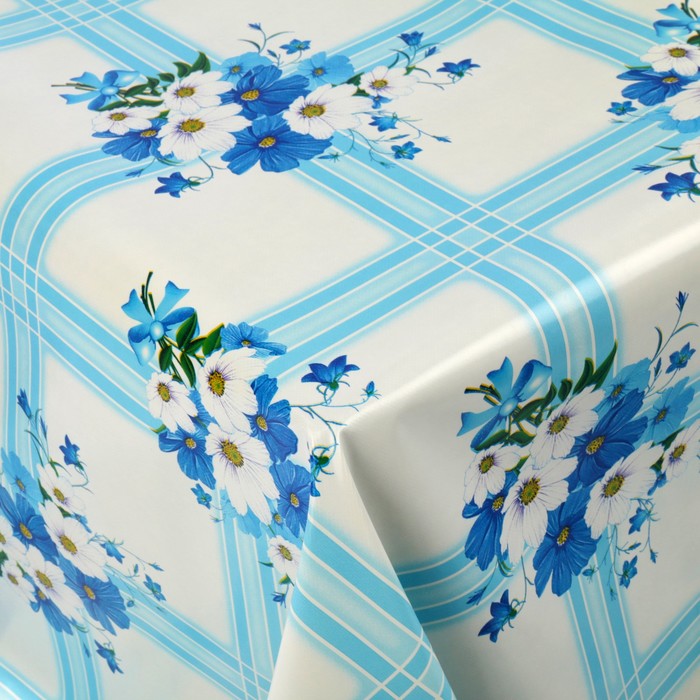 Клеенка столовая на нетканой основе, ширина 130±5 см "Декомир. Колокольчик", рулон 20 м