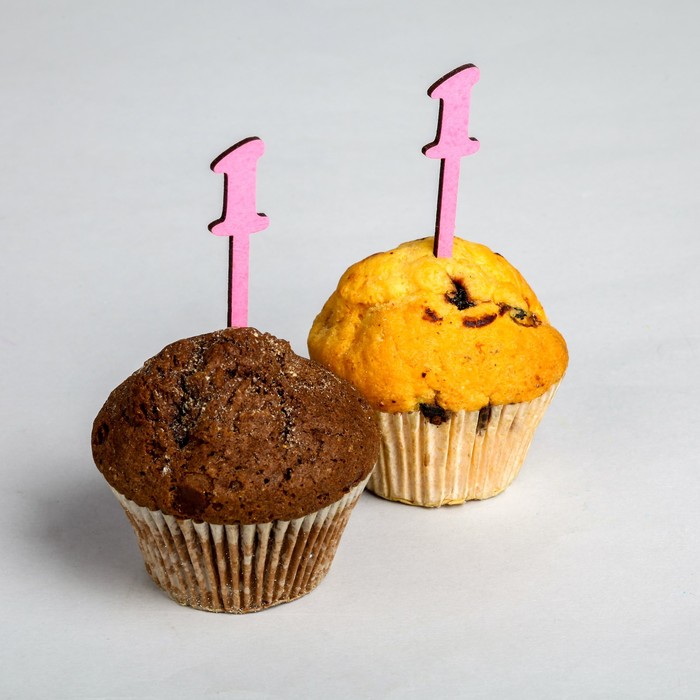 Шпажка "Цифра", ярко-розовый, набор 10 шт.