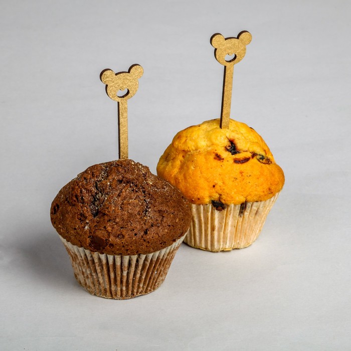 Шпажка "Мишка", цвет золотой, набор 10 шт.