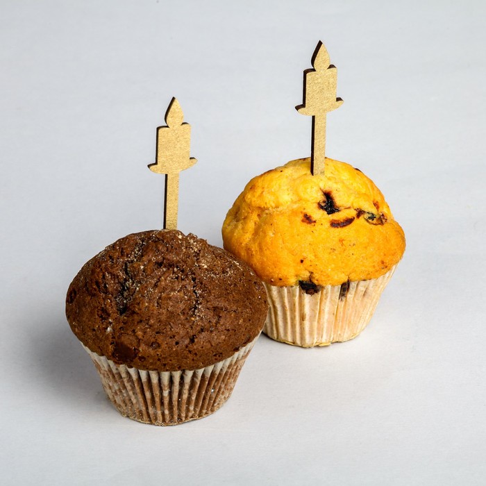 Шпажка "Свеча", цвет золотой, набор 10 шт.