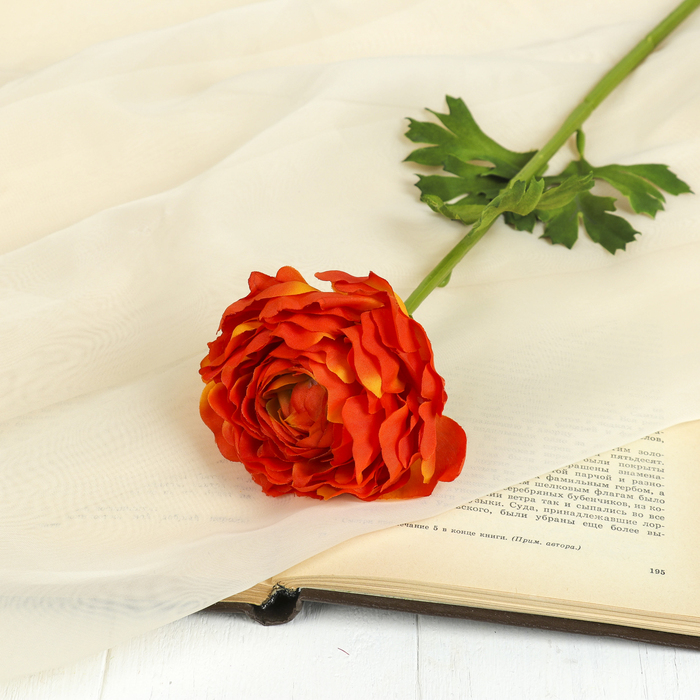 Цветок искусственный "Пион Делавея" 9*44 см, оранжевый