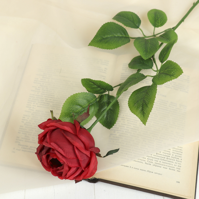 Цветок искусственный "Роза Heritage" 9*67 см, красный