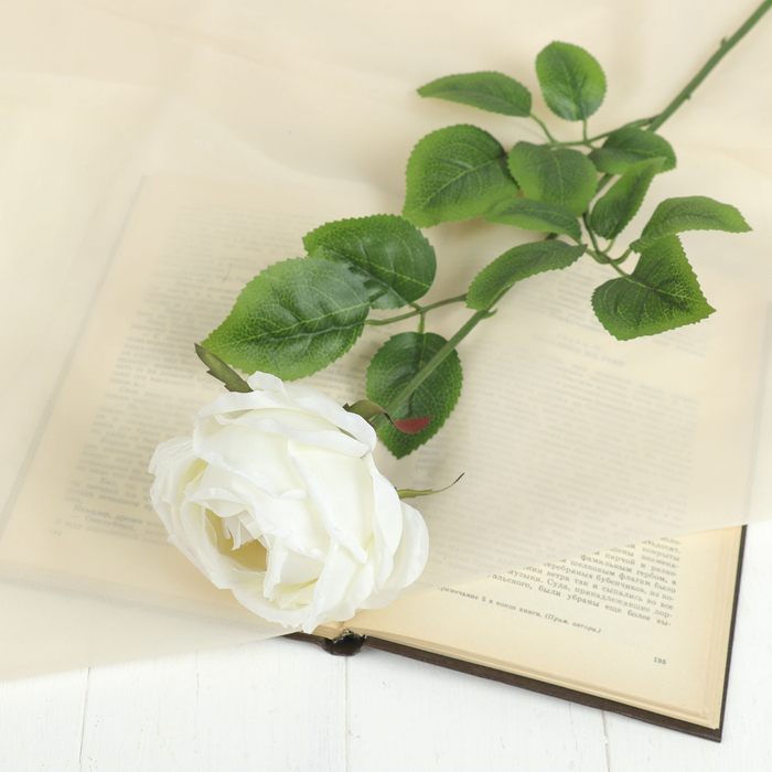 Цветок искусственный "Роза Heritage" 9*67 см, белый