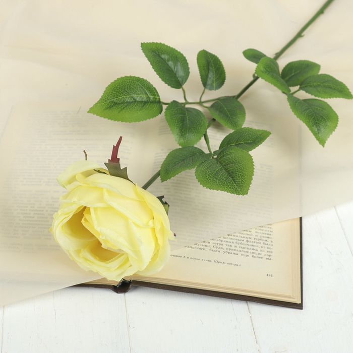 Цветок искусственный "Роза Heritage" 9*67 см, жёлтый