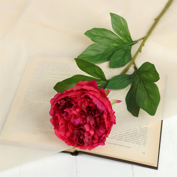 Цветок искусственный "Пион Сорбет" 12*70 см, малиновый