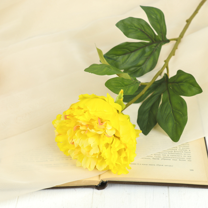 Цветок искусственный "Пион Сорбет" 12*70 см, жёлтый