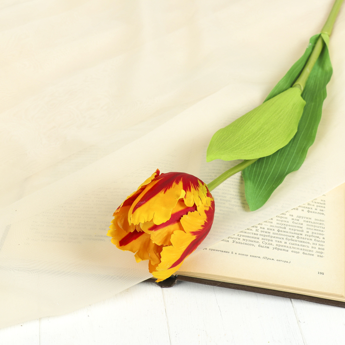 Цветок искусственный "Тюльпан Густо" 5*56 см, жёлто-красный