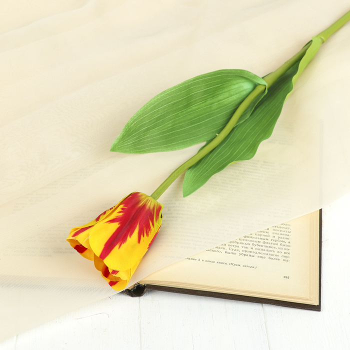 Цветок искусственный "Тюльпан Стреза" 5*56 см, жёлто-красный