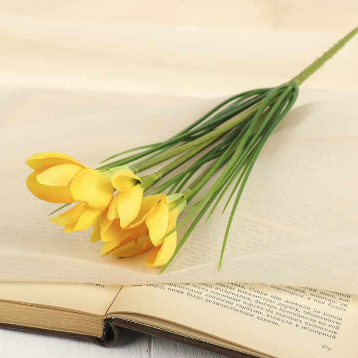 Цветок искусственный "Крокус Паллюкс" 28 см, жёлтый