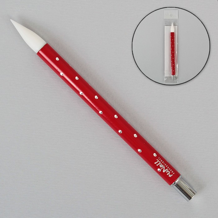 Кисть для дизайна ногтей конус, силикон, цвет красный