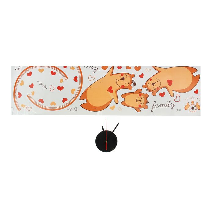 Часы-наклейка DIY "Семейство веселых мишек", размер панно 54*56см