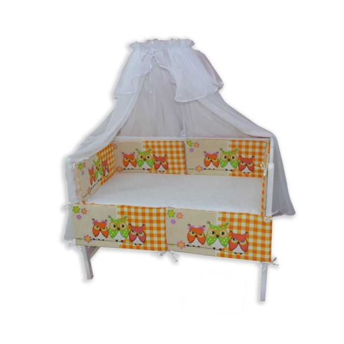 Бортики в прямоугольную кроватку "Совятки", размер 30х60 см-6 шт. цвет оранжевый