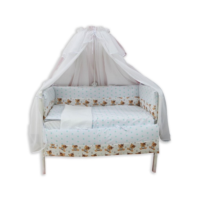 Комплект в прямоугольную кроватку "Звёздные сны медвежонка", 7 предметов