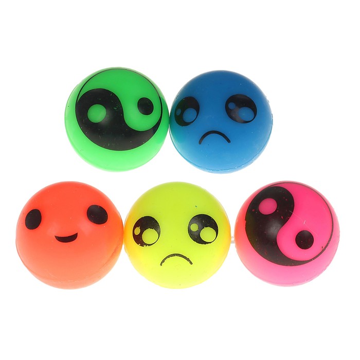 Мяч каучук "Рожицы" 2,4 см, цвета МИКС