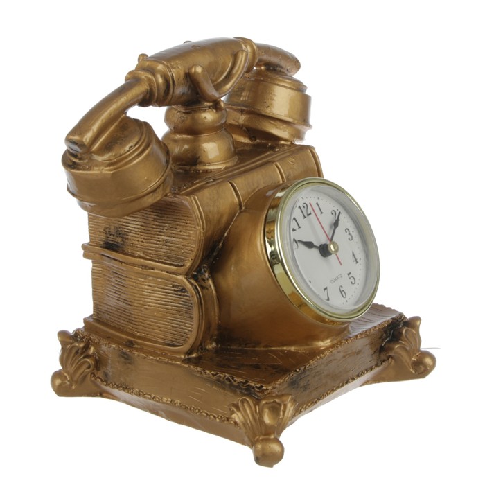 Часы настольные "Ретро-телефон", под старину, потертые, бат. 1АА, 13*15,5см