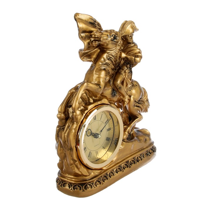 Часы настольные "Всадник", в профиль, цвет состаренное золото, бат. 1АА, 21*29см