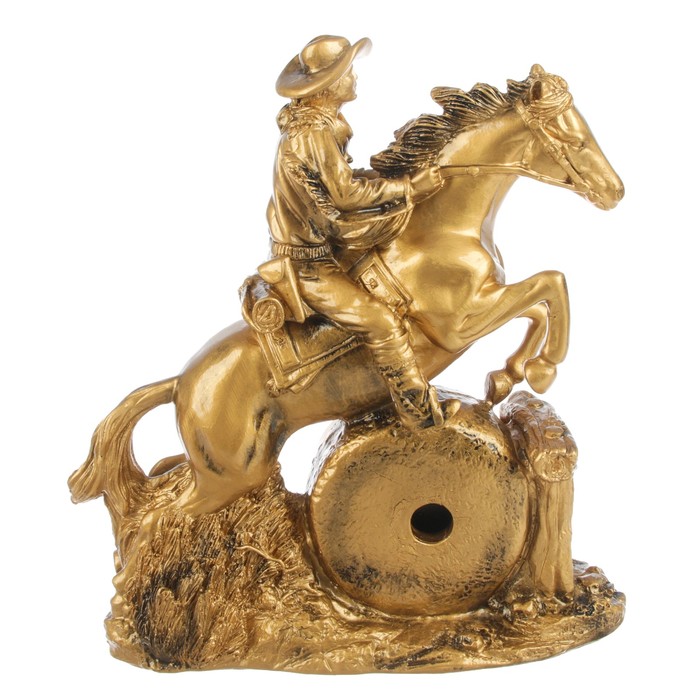 Часы настольные "Всадник на коне", цвет состаренное золото, бат. 1АА, 25*29см