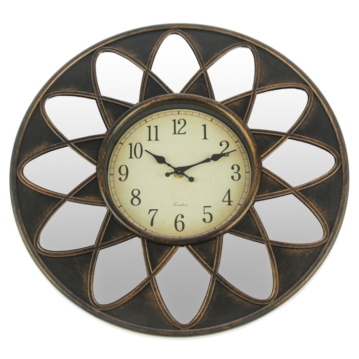 Часы настенные, серия Зеркала «Калейдоскоп», круглые, бронзовые, d=40 см