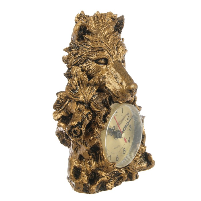 Часы настольные серия Полистоун. Животные. Волчонок. 1 бат. АА, 14*19см