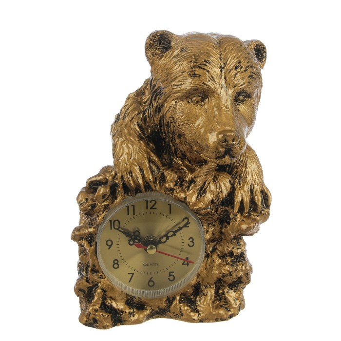 Часы настольные серия Полистоун. Животные. Медвежонок. 1 бат. АА, 14*19см