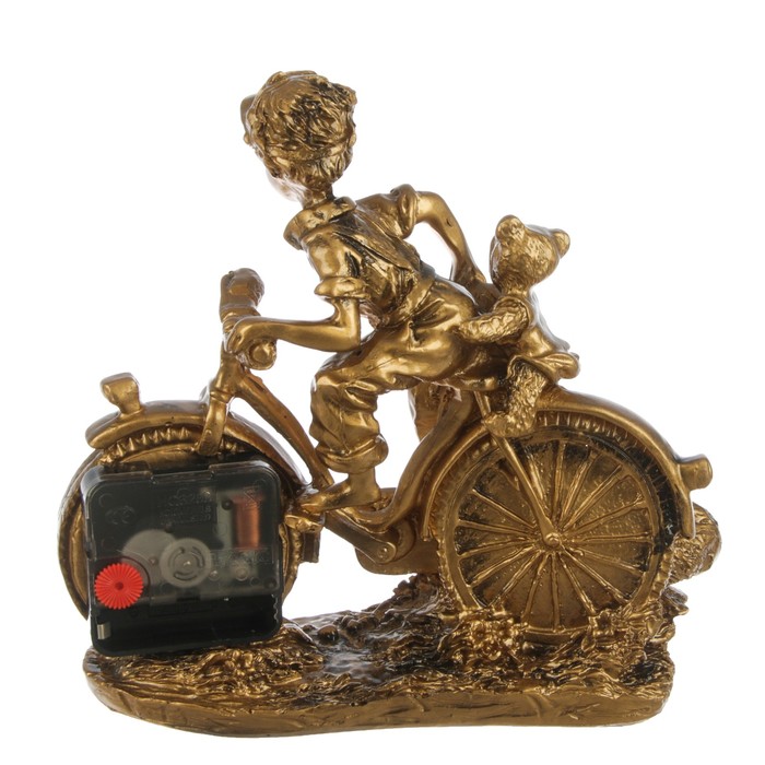 Часы настольные серия Полистоун. Люди. Мальчик на велосипеде. 1 бат. АА, 20*19см