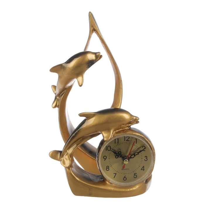 Часы настольные серия Полистоун. Животные. Парочка дельфинов. 1 бат. АА, 15*23см
