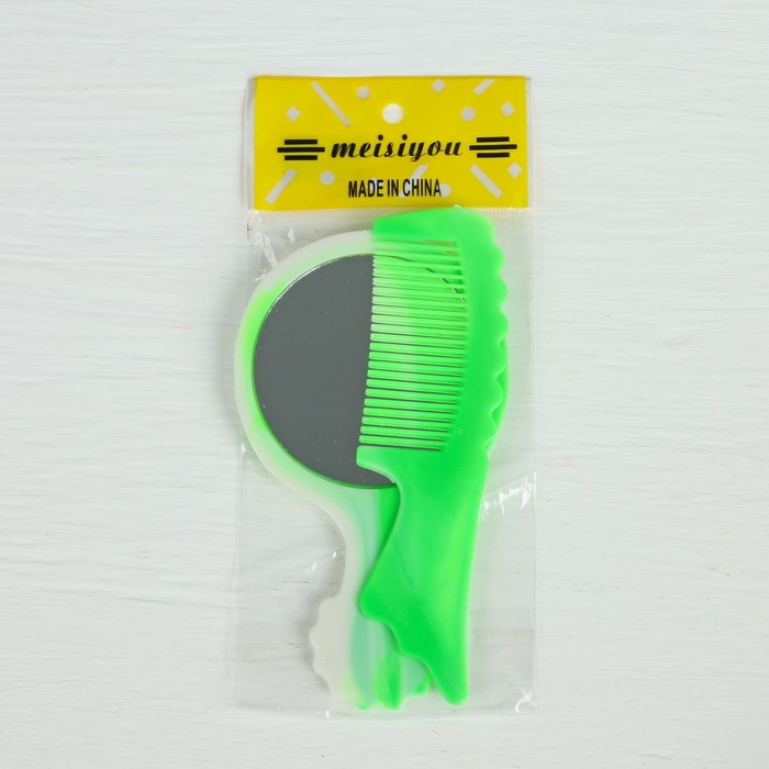 Набор 2 предмета: расчёска с ручкой, зеркало, 13см, цвет МИКС