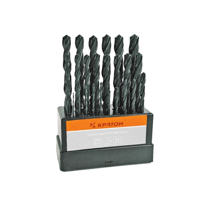 Набор сверл "Кратон", по металлу, оксидированные, d=1-13 мм, 25 шт