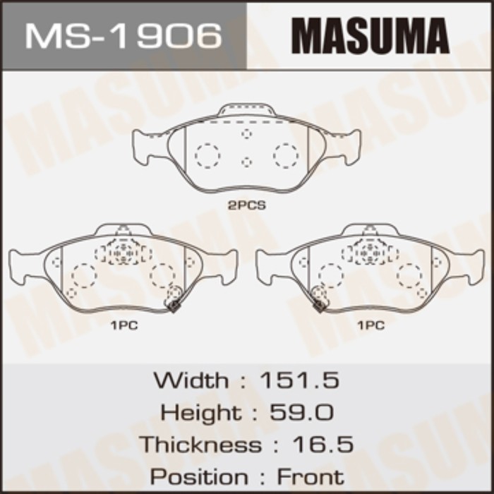 Колодки тормозные MASUMA MS1906