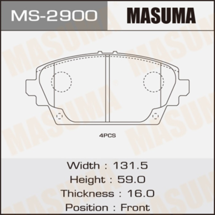 Колодки тормозные MASUMA MS2900
