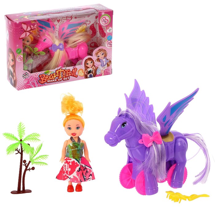 Кукла малышка "Мила" с лошадкой, с аксессуарами, МИКС