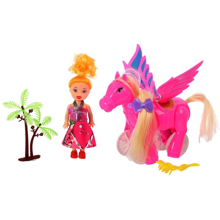 Кукла малышка "Мила" с лошадкой, с аксессуарами, МИКС