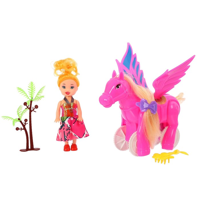 Кукла малышка "Мила" с лошадкой, с аксессуарами, МИКС