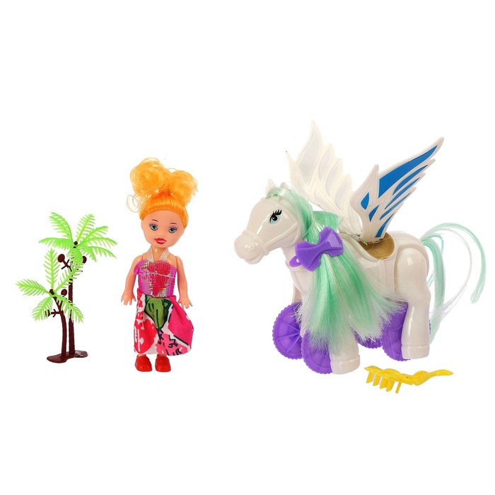 Кукла малышка "Мила" с лошадкой, с аксессуарами, МИКС