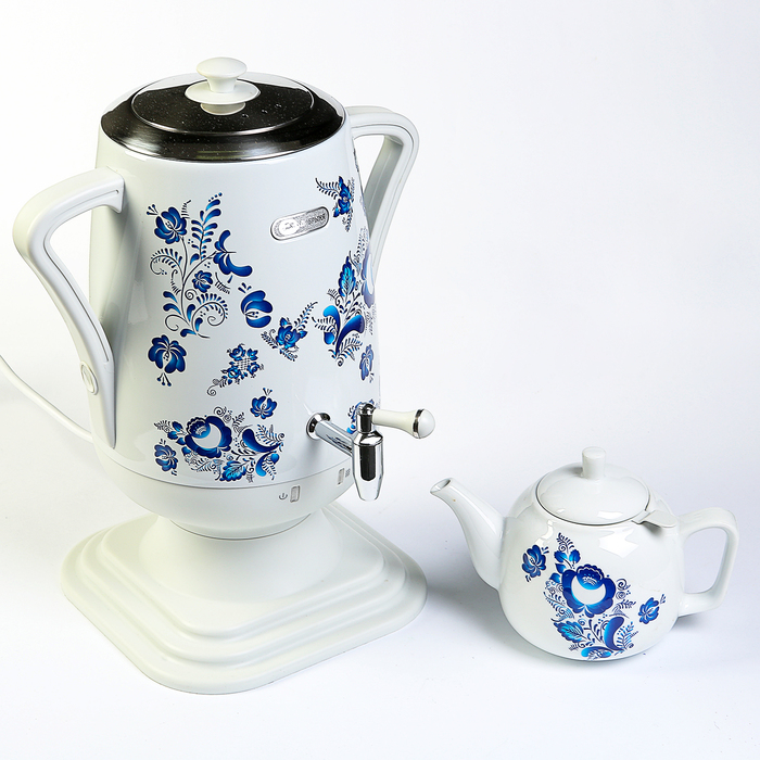 Самовар электрический "Добрыня" DO-417, 1850 Вт, 4 л, заварник 1 л, гжель